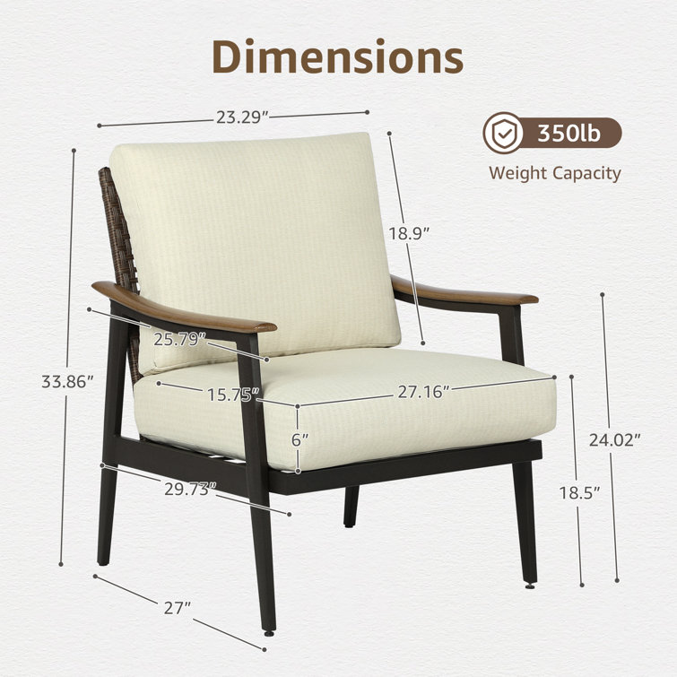 Lyall patio chair discount with cushion and ottoman